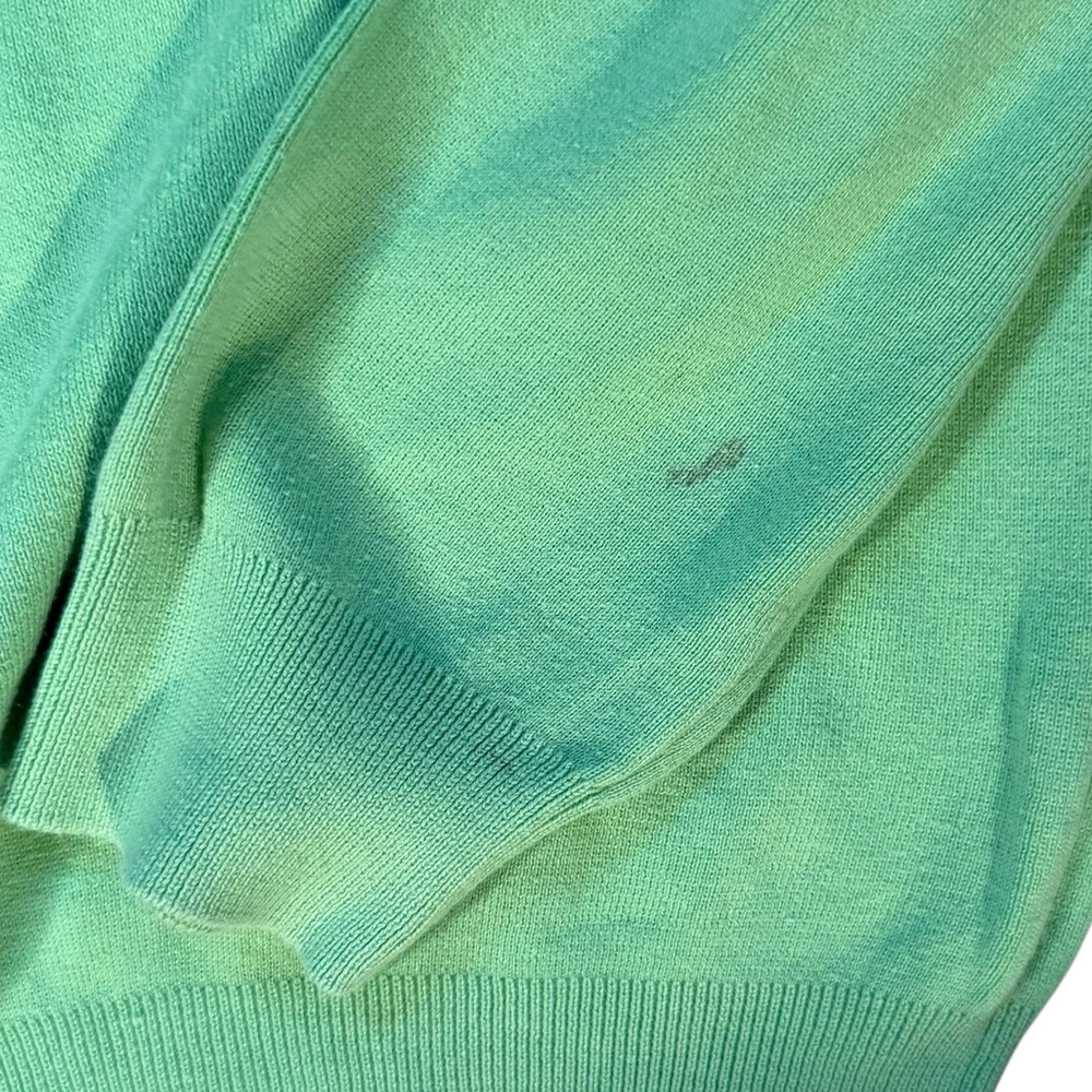 Polo Ralph Lauren Vintage Lime Green Orange Pony Pima Cotton V Pullover Sz L - Picture 3 of 7